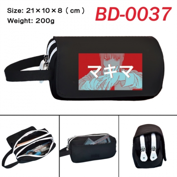 Chainsaw Man Anime peripheral handheld large capacity double-layer Oxford cloth pencil case 21X10X8cm