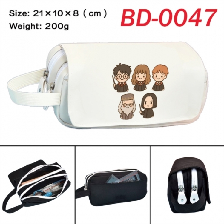 Harry Potter Anime peripheral handheld large capacity double-layer Oxford cloth pencil case 21X10X8cm