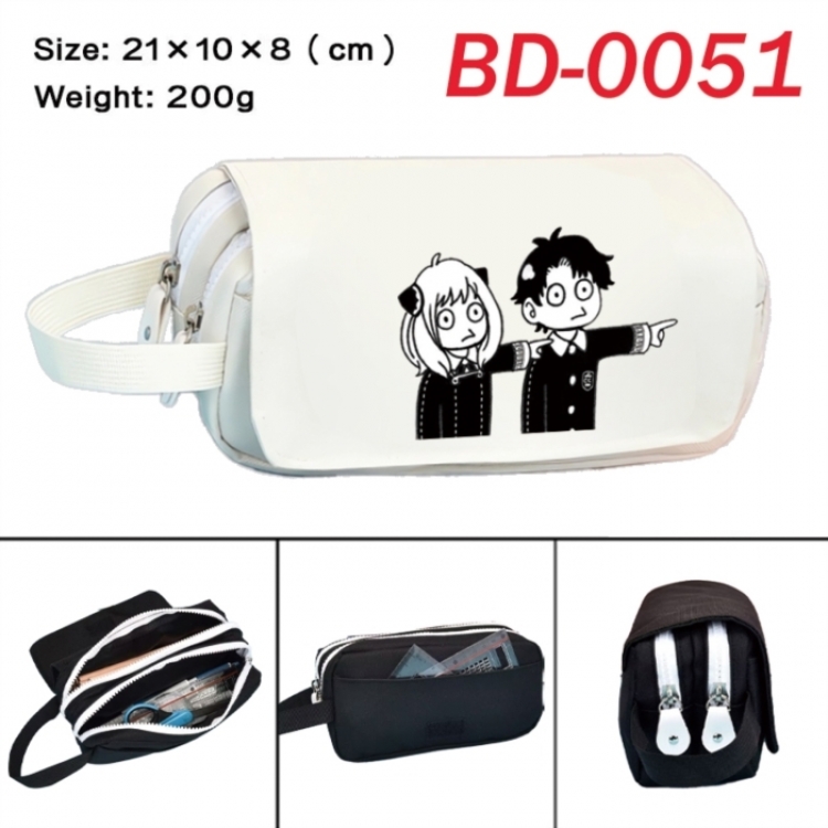 SPY×FAMILY Anime peripheral handheld large capacity double-layer Oxford cloth pencil case 21X10X8cm