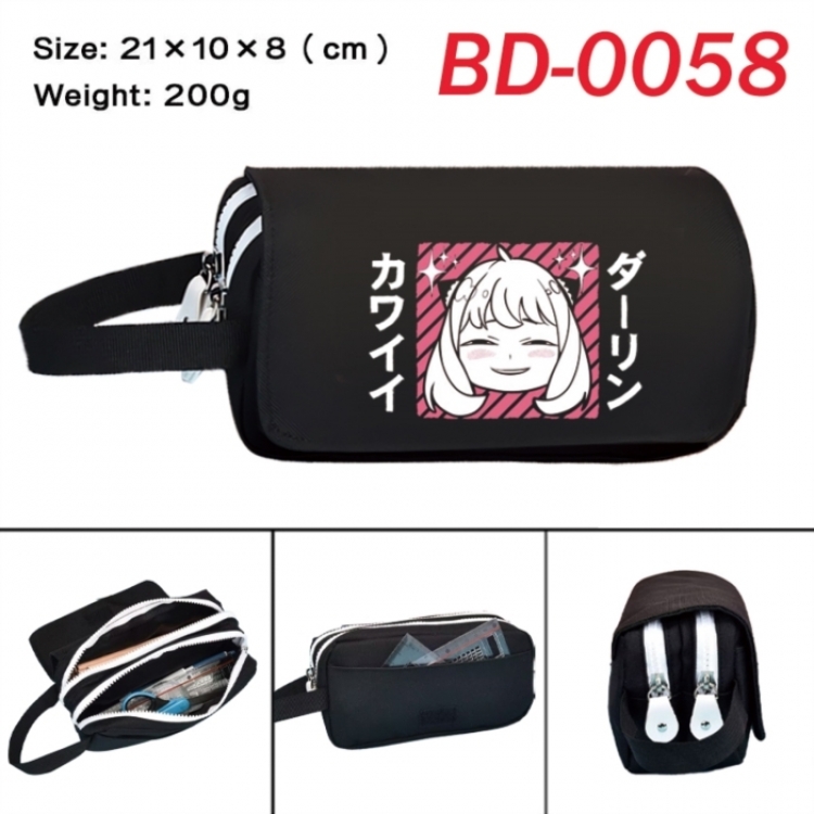 SPY×FAMILY Anime peripheral handheld large capacity double-layer Oxford cloth pencil case 21X10X8cm