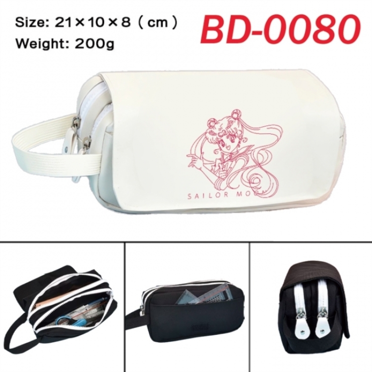 sailormoon Anime peripheral handheld large capacity double-layer Oxford cloth pencil case 21X10X8cm