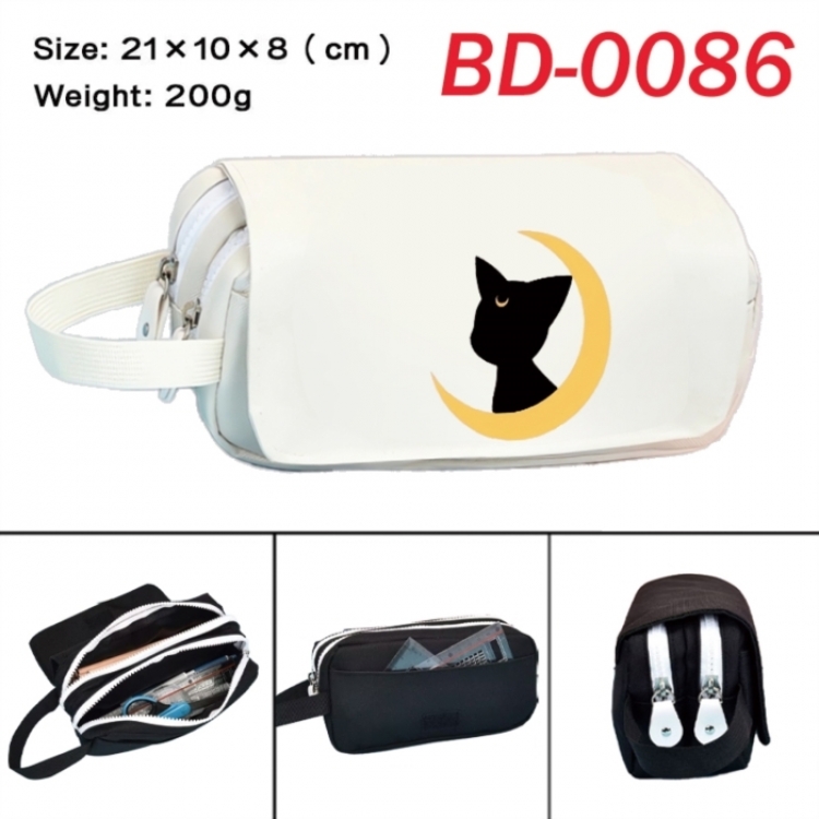 sailormoon Anime peripheral handheld large capacity double-layer Oxford cloth pencil case 21X10X8cm