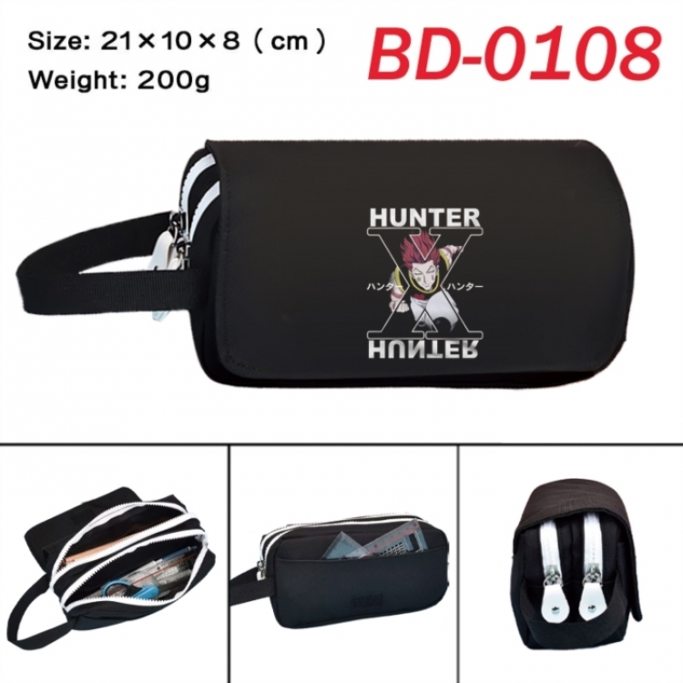HunterXHunter Anime peripheral handheld large capacity double-layer Oxford cloth pencil case 21X10X8cm