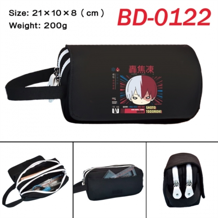 My Hero Academia Anime peripheral handheld large capacity double-layer Oxford cloth pencil case 21X10X8cm