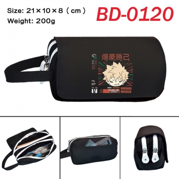 My Hero Academia Anime peripheral handheld large capacity double-layer Oxford cloth pencil case 21X10X8cm