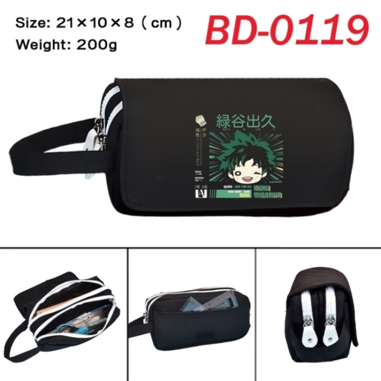 My Hero Academia Anime peripheral handheld large capacity double-layer Oxford cloth pencil case 21X10X8cm