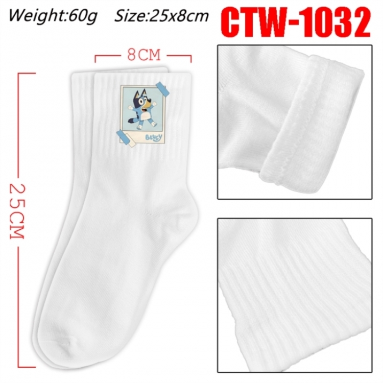 Bluey Anime Print Long Crew Cotton Socks 25x8cm
