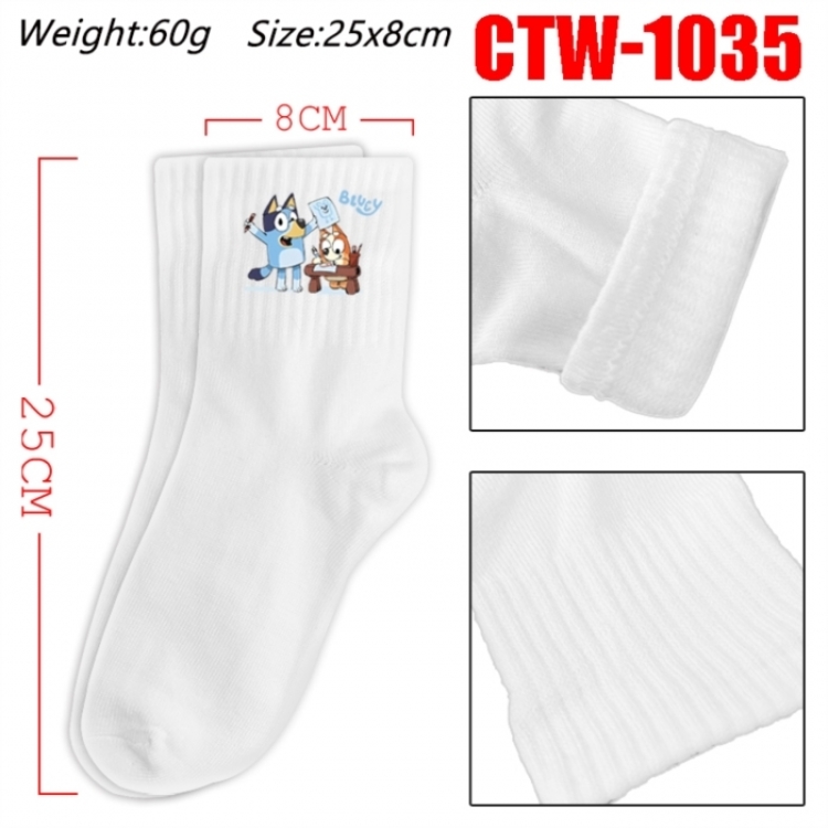 Bluey Anime Print Long Crew Cotton Socks 25x8cm