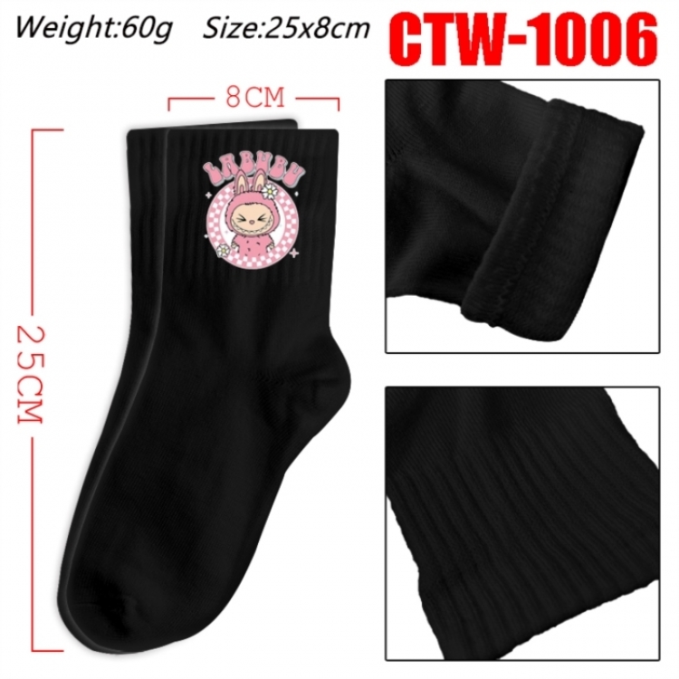 Labubu Anime Print Long Crew Cotton Socks 25x8cm