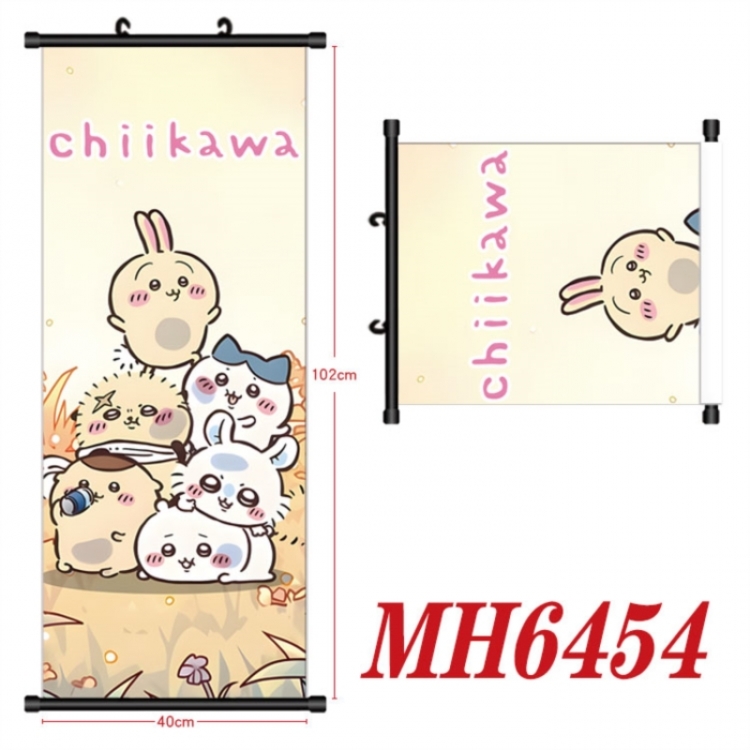 Chiikawa Anime black Plastic rod Cloth painting Wall Scroll 40X102CM 