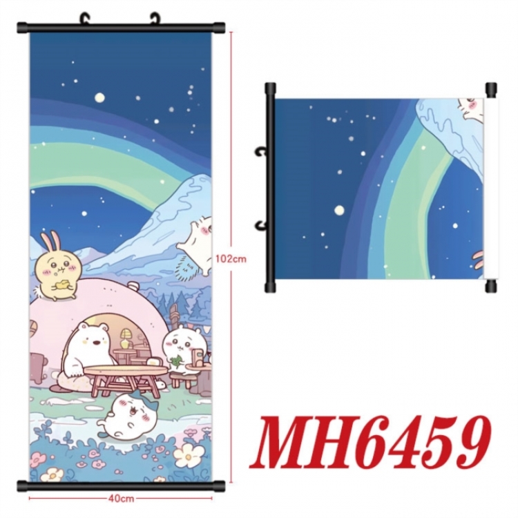 Chiikawa Anime black Plastic rod Cloth painting Wall Scroll 40X102CM 