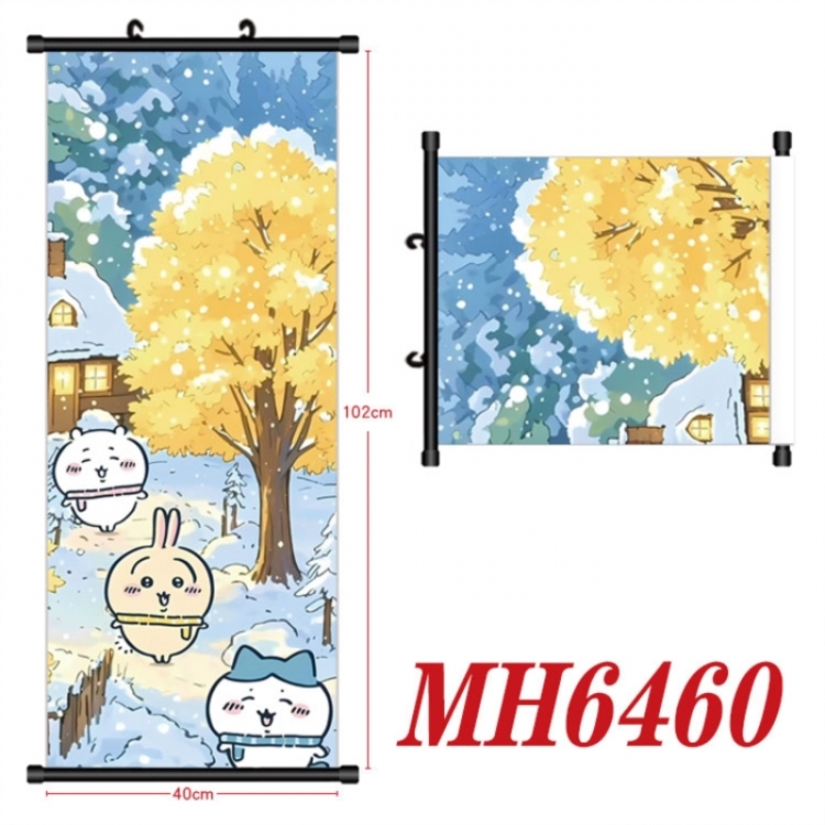 Chiikawa Anime black Plastic rod Cloth painting Wall Scroll 40X102CM 