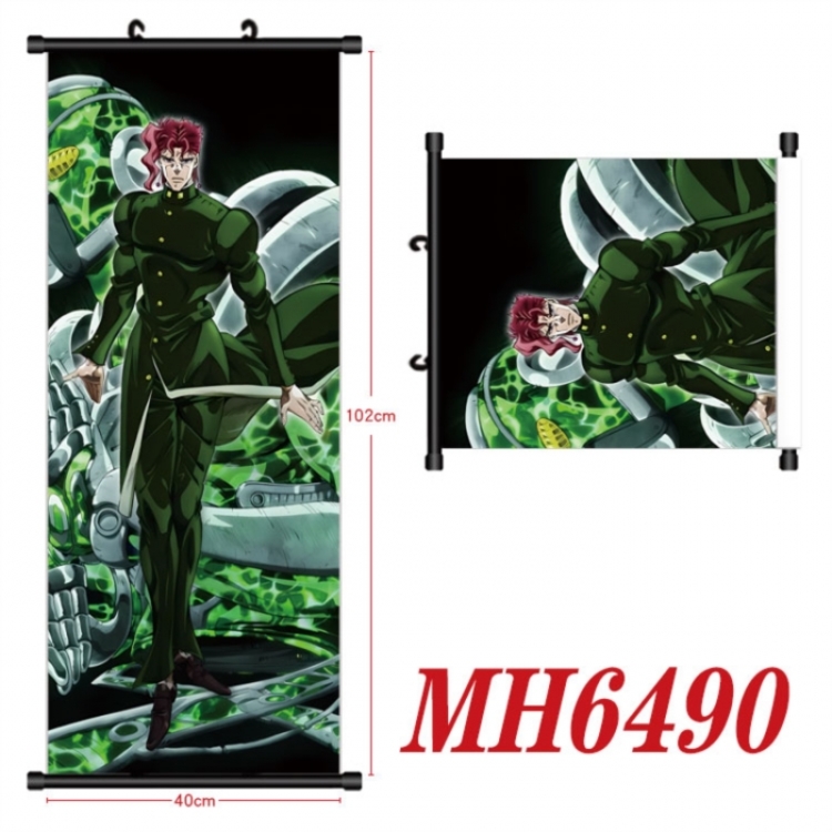 JoJos Bizarre Adventure Anime black Plastic rod Cloth painting Wall Scroll 40X102CM 