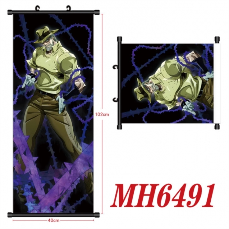 JoJos Bizarre Adventure Anime black Plastic rod Cloth painting Wall Scroll 40X102CM 