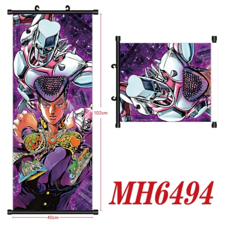 JoJos Bizarre Adventure Anime black Plastic rod Cloth painting Wall Scroll 40X102CM 