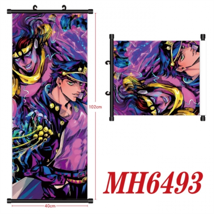 JoJos Bizarre Adventure Anime black Plastic rod Cloth painting Wall Scroll 40X102CM 