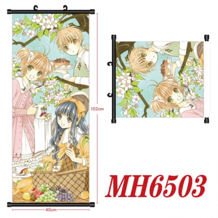 Card Captor Sakura Anime black Plastic rod Cloth painting Wall Scroll 40X102CM 