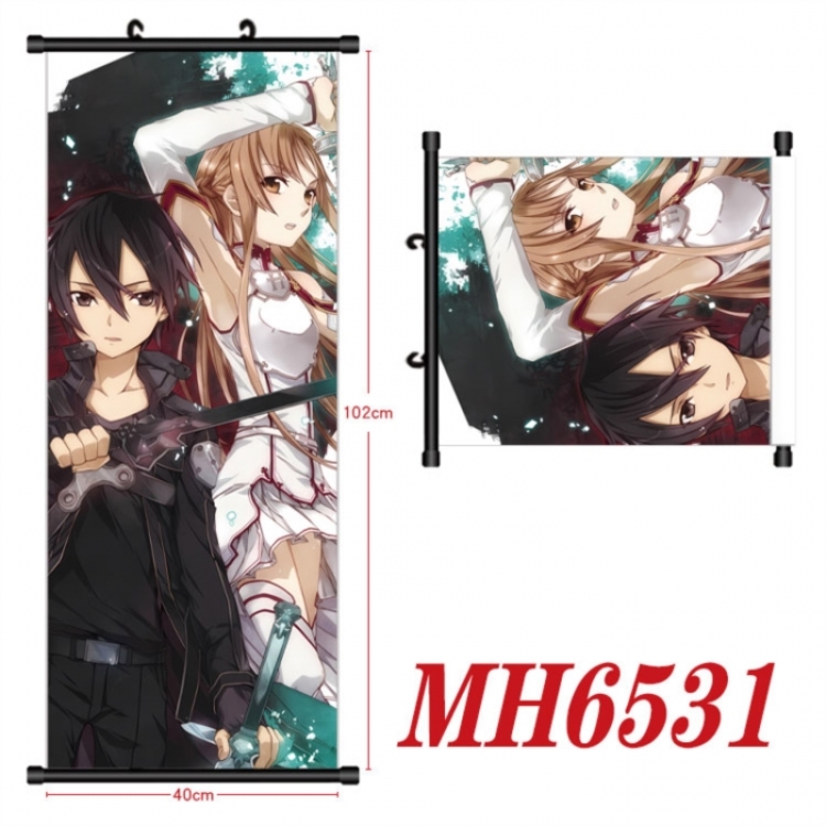 Sword Art Online Anime black Plastic rod Cloth painting Wall Scroll 40X102CM 