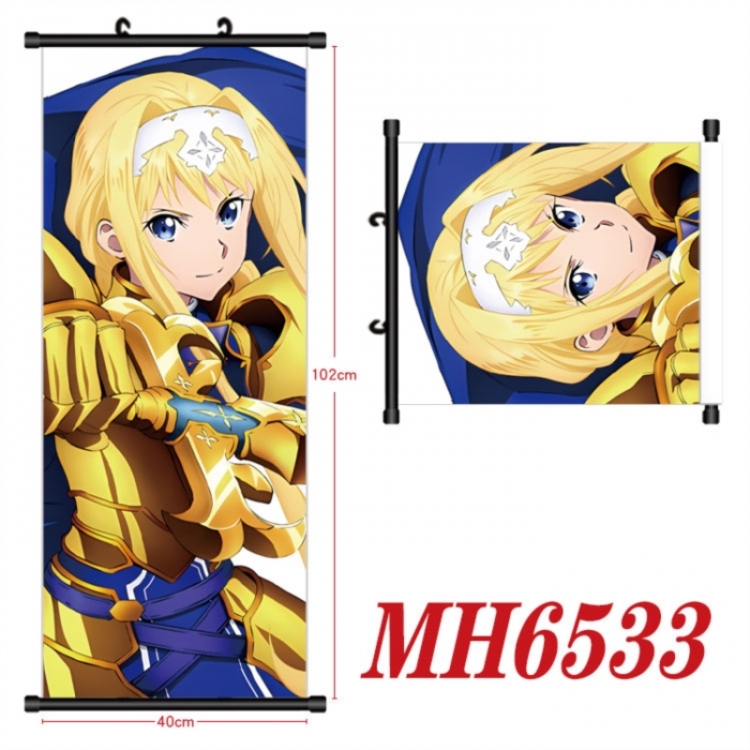 Sword Art Online Anime black Plastic rod Cloth painting Wall Scroll 40X102CM 