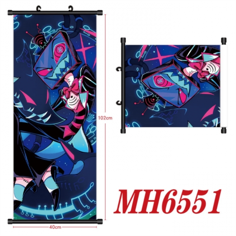 Hazbin Hotel  Anime black Plastic rod Cloth painting Wall Scroll 40X102CM 