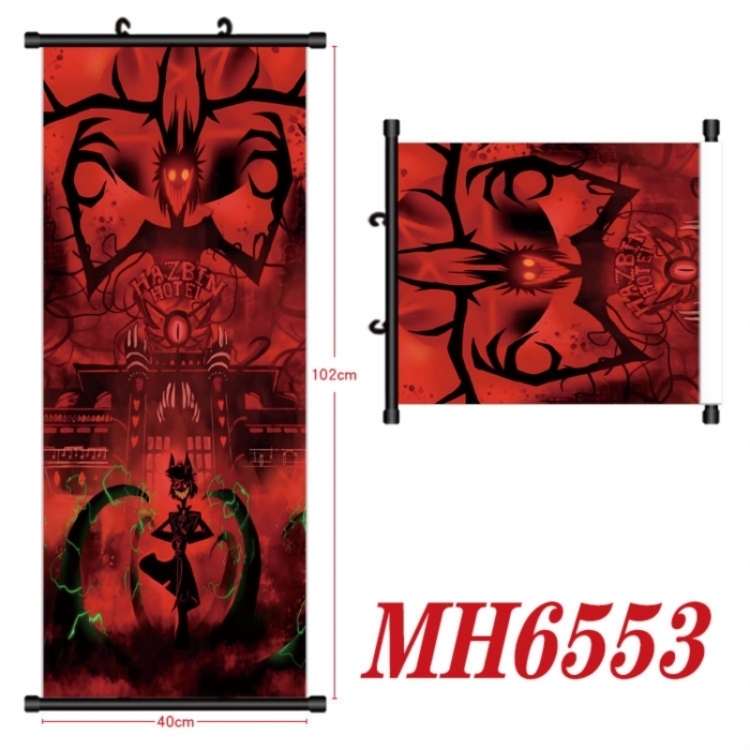 Hazbin Hotel  Anime black Plastic rod Cloth painting Wall Scroll 40X102CM 