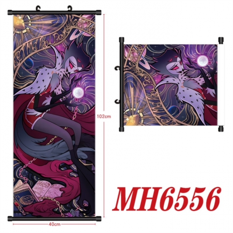 Hazbin Hotel  Anime black Plastic rod Cloth painting Wall Scroll 40X102CM 
