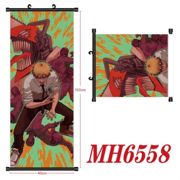 Chainsaw Man Anime black Plastic rod Cloth painting Wall Scroll 40X102CM 