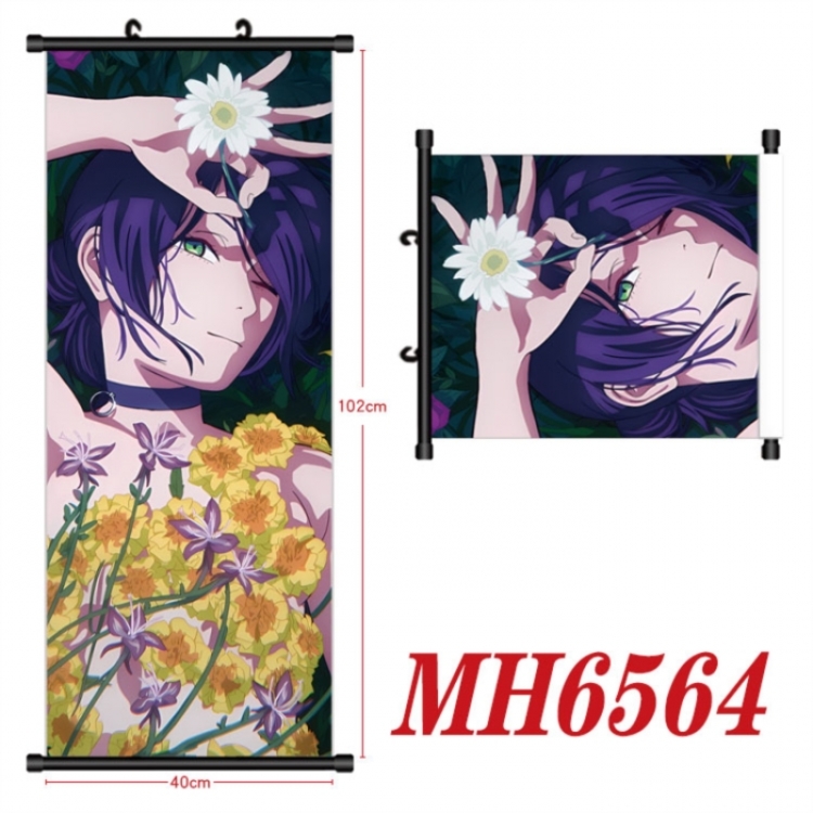 Chainsaw Man Anime black Plastic rod Cloth painting Wall Scroll 40X102CM 