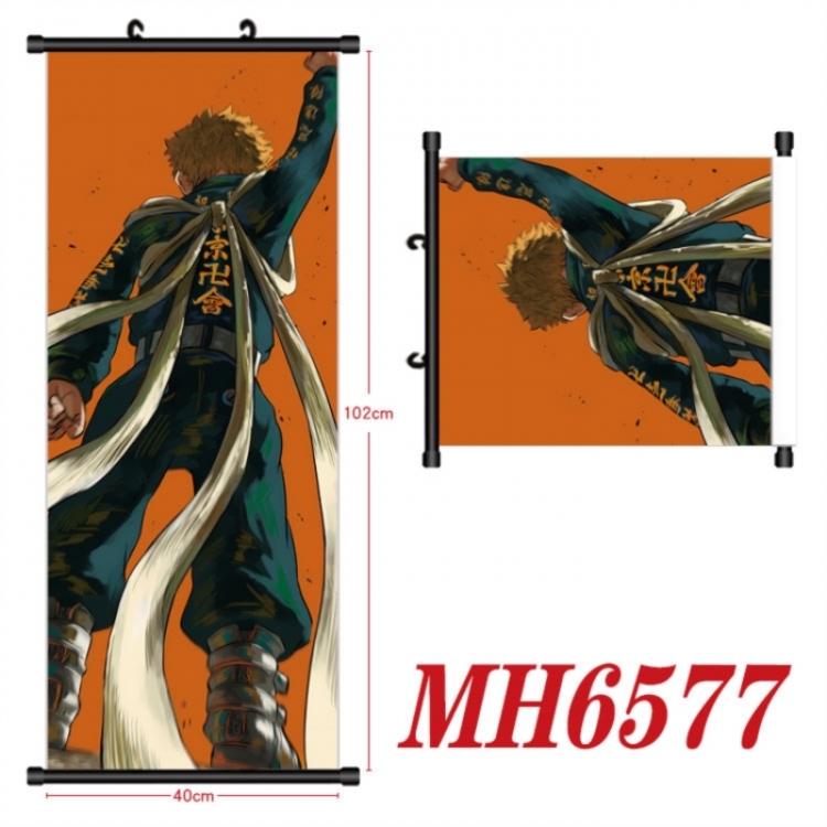 Tokyo Revengers Anime black Plastic rod Cloth painting Wall Scroll 40X102CM 