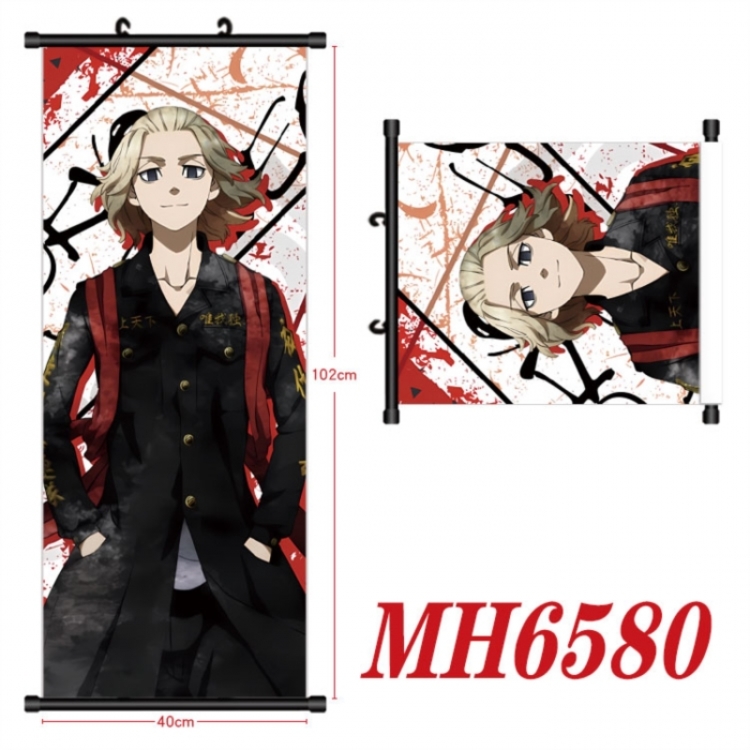 Tokyo Revengers Anime black Plastic rod Cloth painting Wall Scroll 40X102CM 