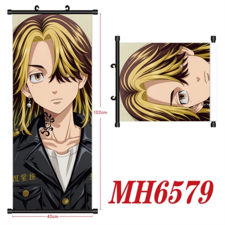 Tokyo Revengers Anime black Plastic rod Cloth painting Wall Scroll 40X102CM 