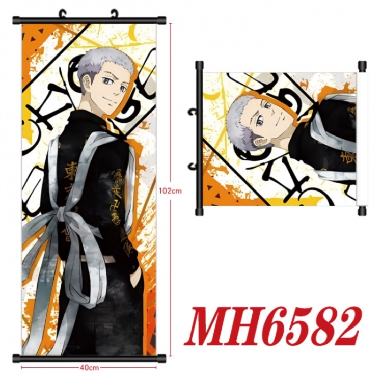 Tokyo Revengers Anime black Plastic rod Cloth painting Wall Scroll 40X102CM 