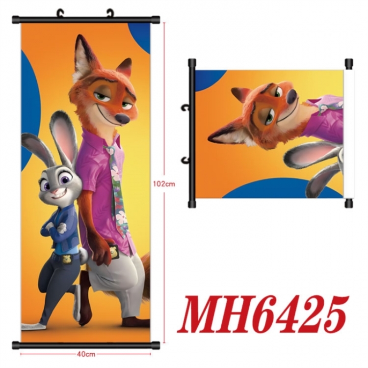 Zootopia Anime black Plastic rod Cloth painting Wall Scroll 40X102CM 
