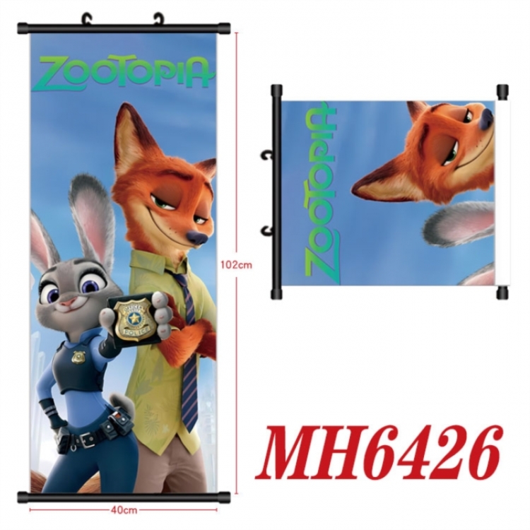 Zootopia Anime black Plastic rod Cloth painting Wall Scroll 40X102CM 