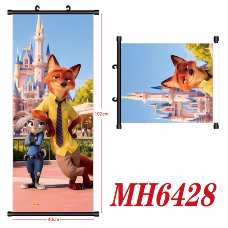 Zootopia Anime black Plastic rod Cloth painting Wall Scroll 40X102CM 