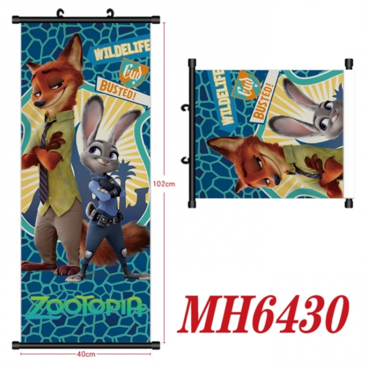 Zootopia Anime black Plastic rod Cloth painting Wall Scroll 40X102CM 