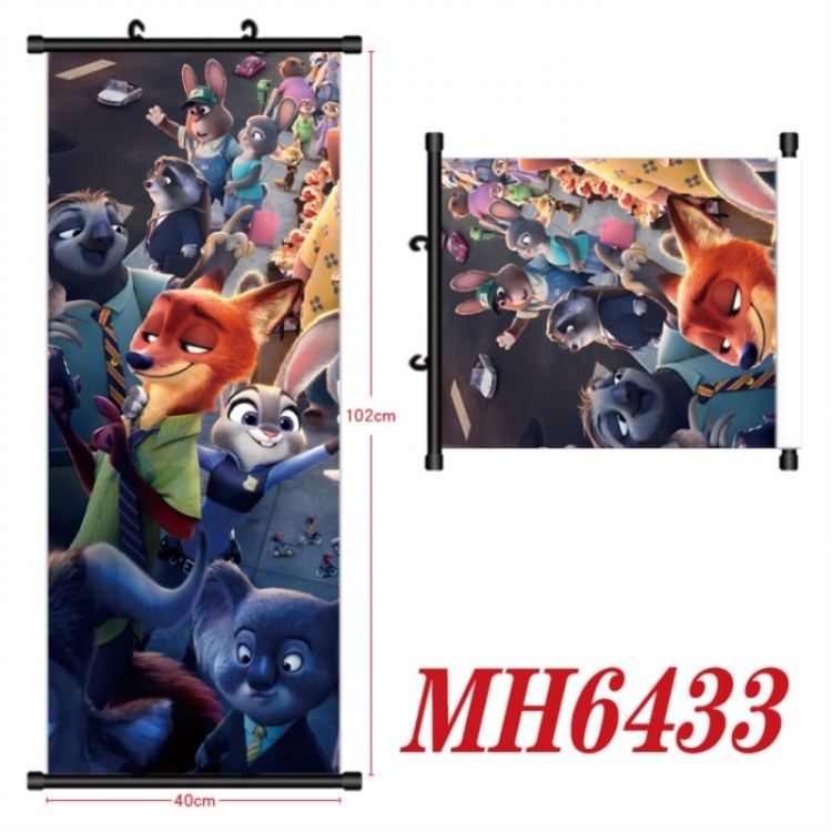 Zootopia Anime black Plastic rod Cloth painting Wall Scroll 40X102CM 