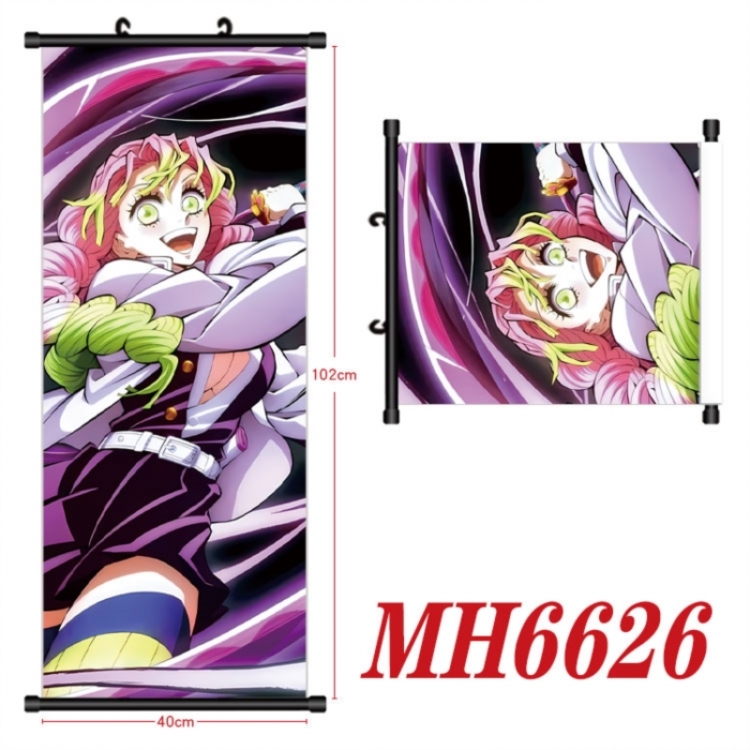 Demon Slayer Kimets Anime black Plastic rod Cloth painting Wall Scroll 40X102CM