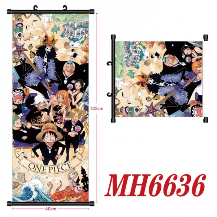 One Piece Anime black Plastic rod Cloth painting Wall Scroll 40X102CM
