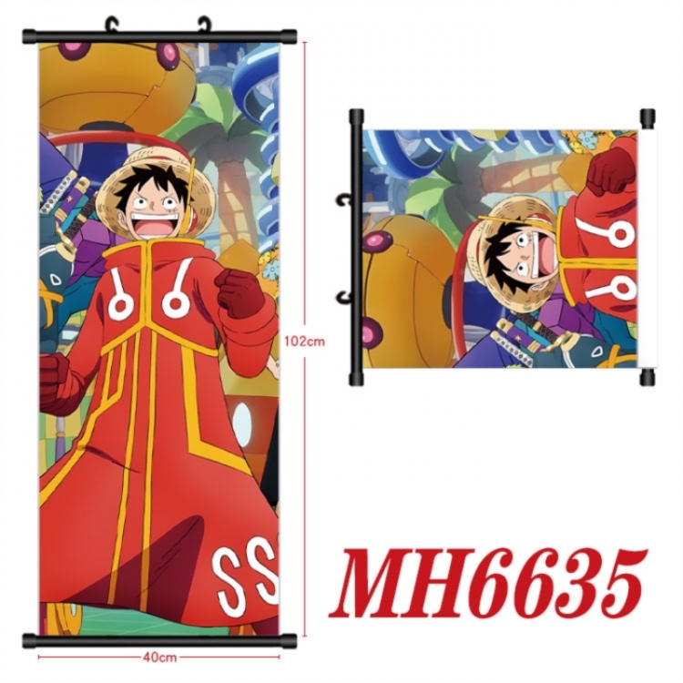 One Piece Anime black Plastic rod Cloth painting Wall Scroll 40X102CM