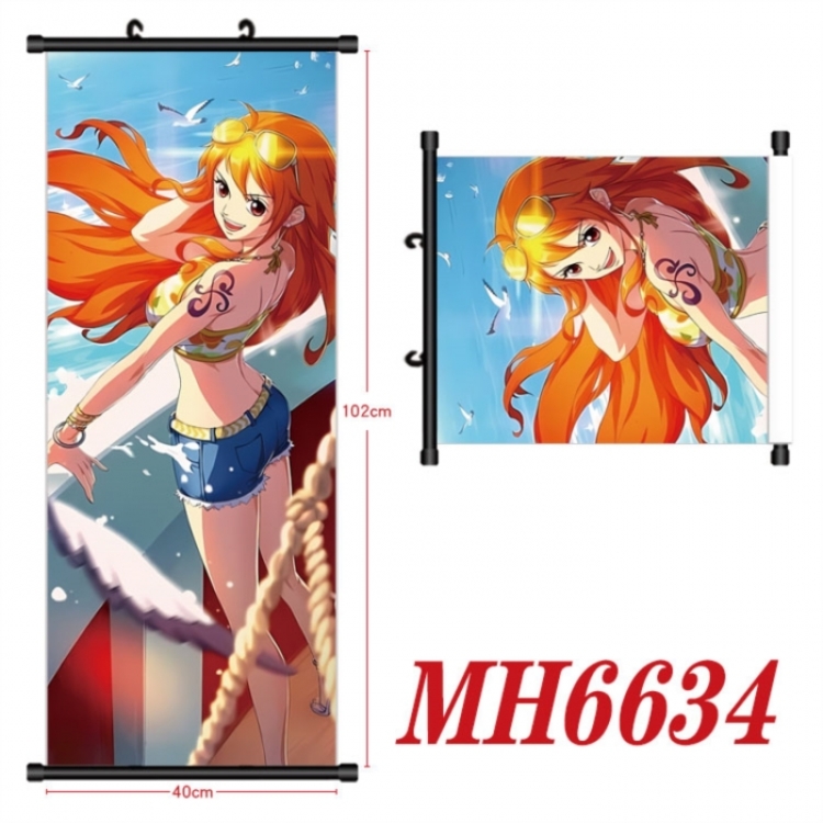 One Piece Anime black Plastic rod Cloth painting Wall Scroll 40X102CM