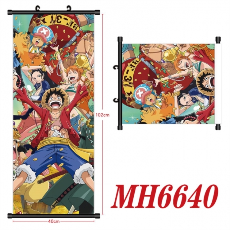 One Piece Anime black Plastic rod Cloth painting Wall Scroll 40X102CM