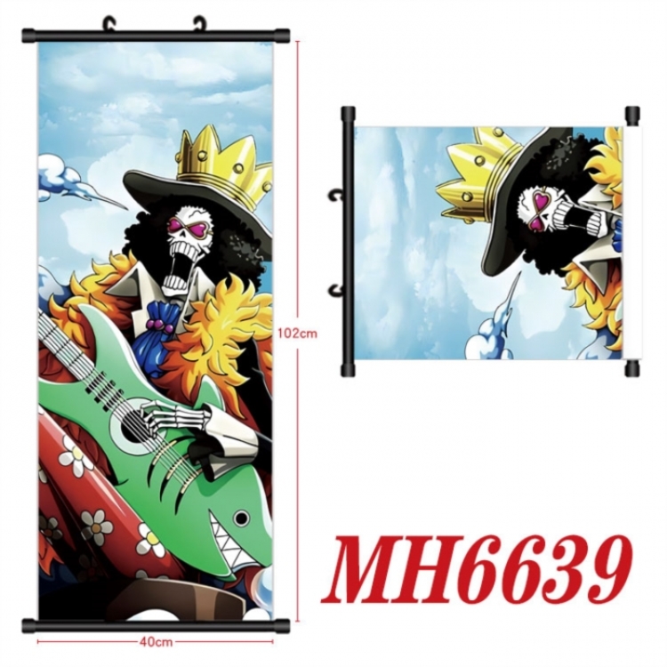 One Piece Anime black Plastic rod Cloth painting Wall Scroll 40X102CM