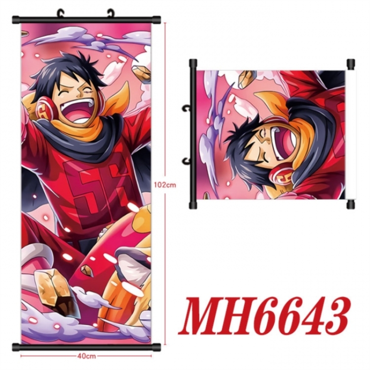 One Piece Anime black Plastic rod Cloth painting Wall Scroll 40X102CM