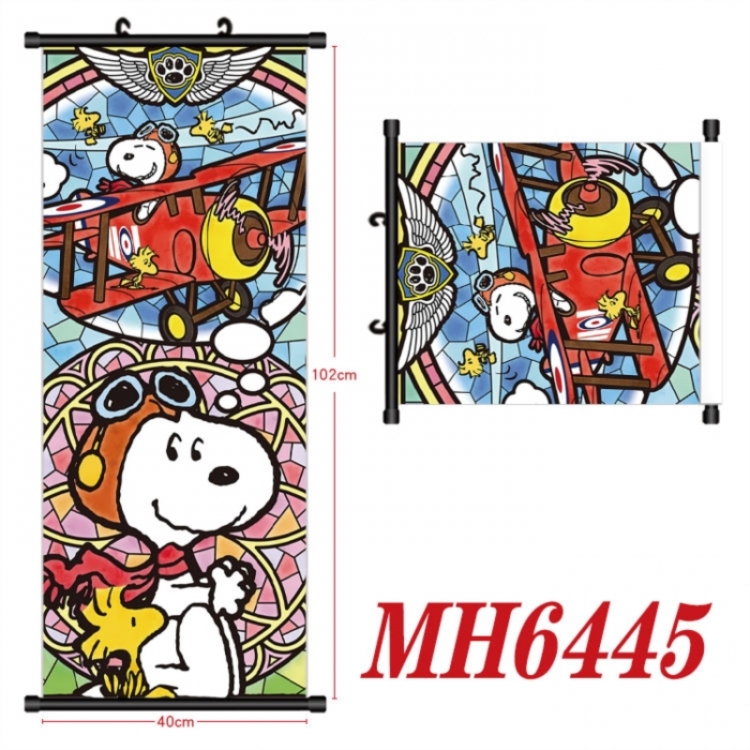 snoopy Anime black Plastic rod Cloth painting Wall Scroll 40X102CM