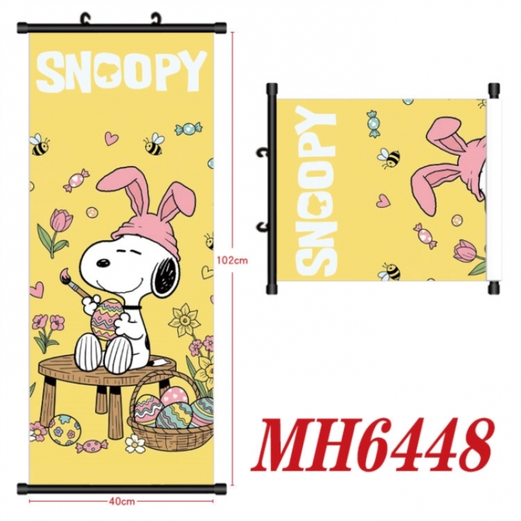 snoopy Anime black Plastic rod Cloth painting Wall Scroll 40X102CM