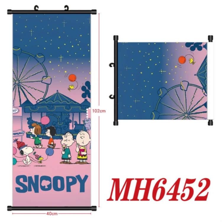 snoopy Anime black Plastic rod Cloth painting Wall Scroll 40X102CM