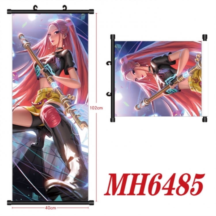 K-Pop Demon Hunters Anime black Plastic rod Cloth painting Wall Scroll 40X102CM