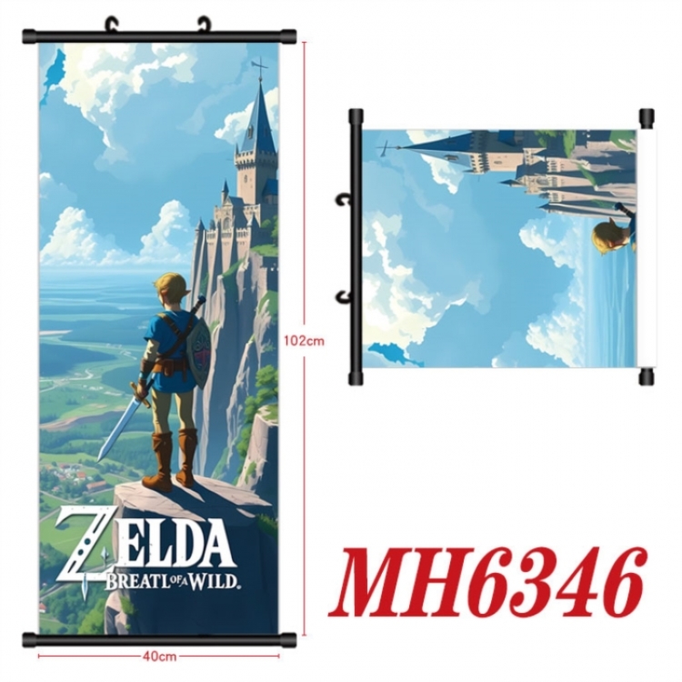 The Legend of Zelda Anime black Plastic rod Cloth painting Wall Scroll 40X102CM