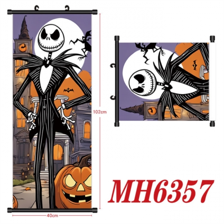 The Nightmare Before Christmas Anime black Plastic rod Cloth painting Wall Scroll 40X102CM